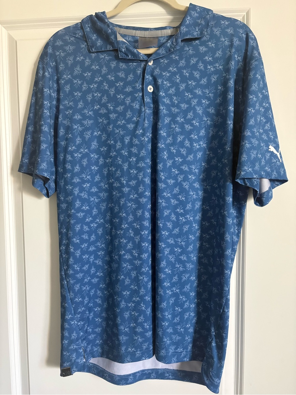 Puma Light Blue Short-Sleeve Printed Polo